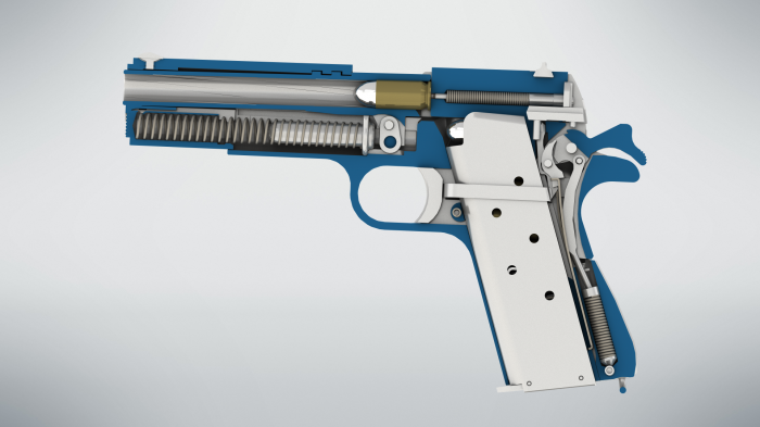 Модель пистолета M1911A1 по чертежам